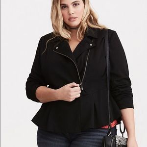 MOTO PEPLUM PONTE JACKET